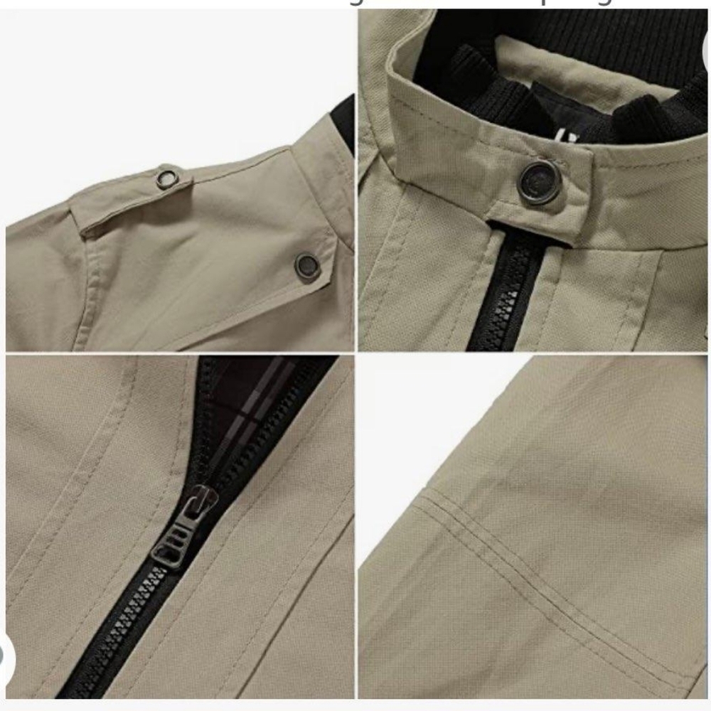NWOT Military Jacket Cotton Lightweight Bomber Jacket Stand Collar Casual Car… - Picture 4 of 6